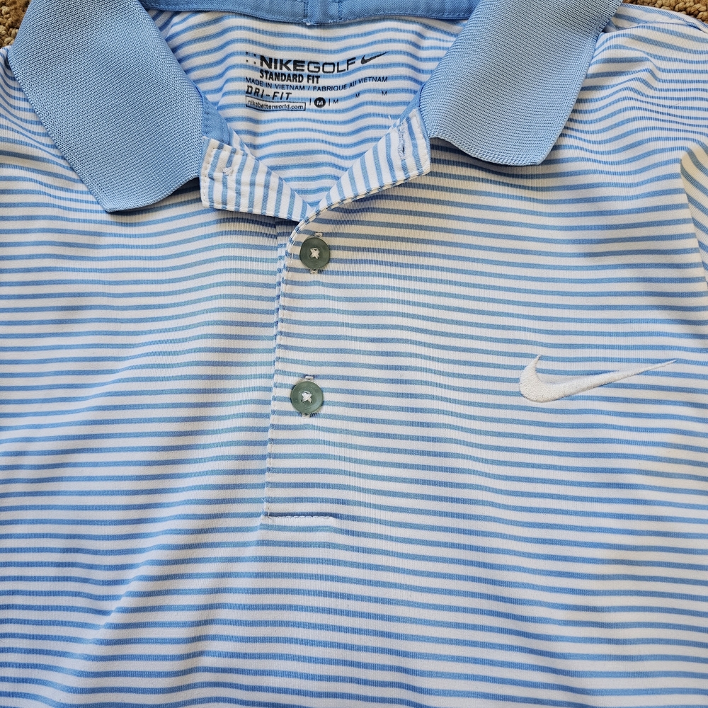 Nike Mens Light Blue Striped Polo